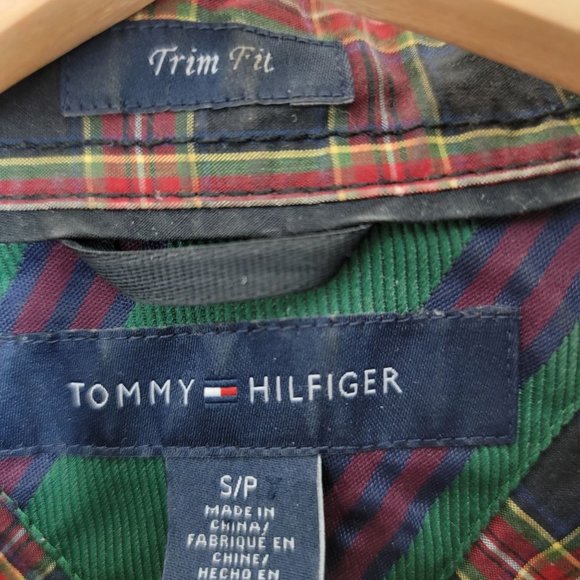 Tommy Hilfiger Men’s Red Plaid Trim Fit Casual Shirt Hilfiger logo size S - Picture 9 of 9